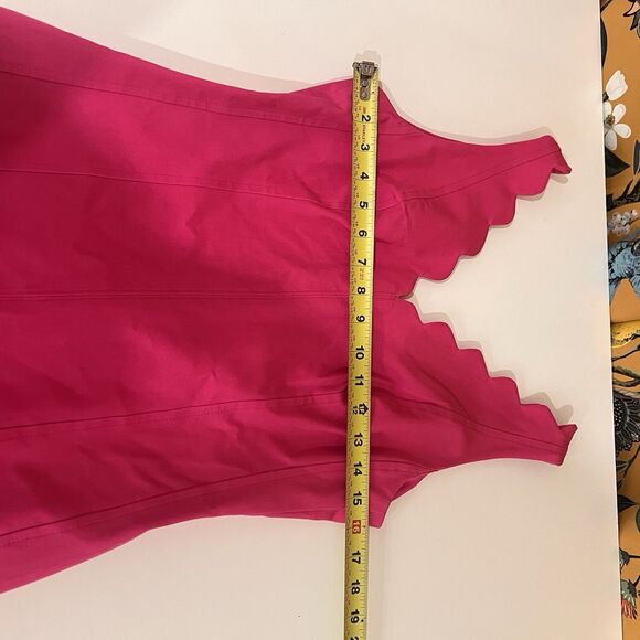 Banana Republic FUSCHIA Pink  Sz 6 Scallop Edge Bi-Stretch Fitted Sheath Dress - Picture 5 of 7